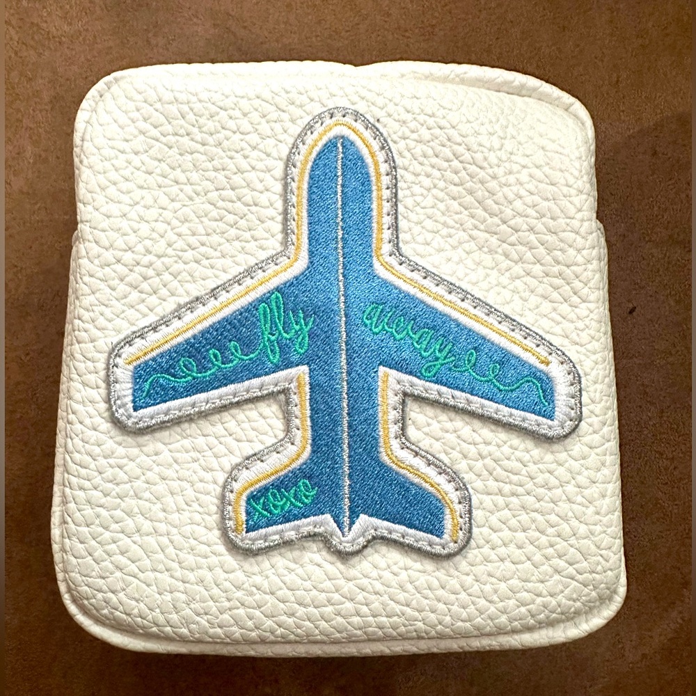 Stoney Clover Lane White Pebbled Mini with Fly Away Plane Patch